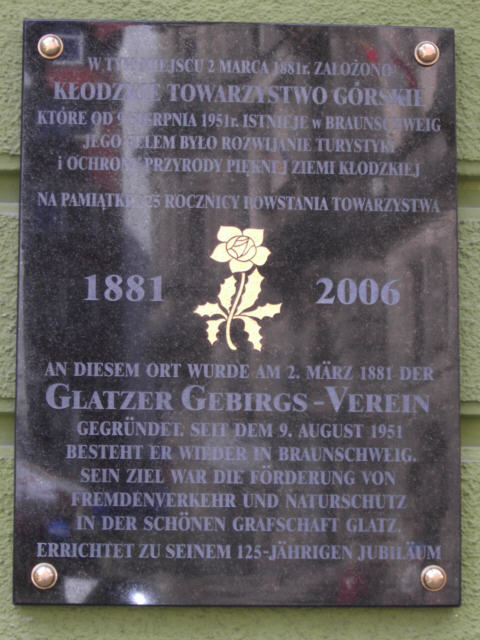 Gedenktafel des Glatzer Gebirgs-Verein